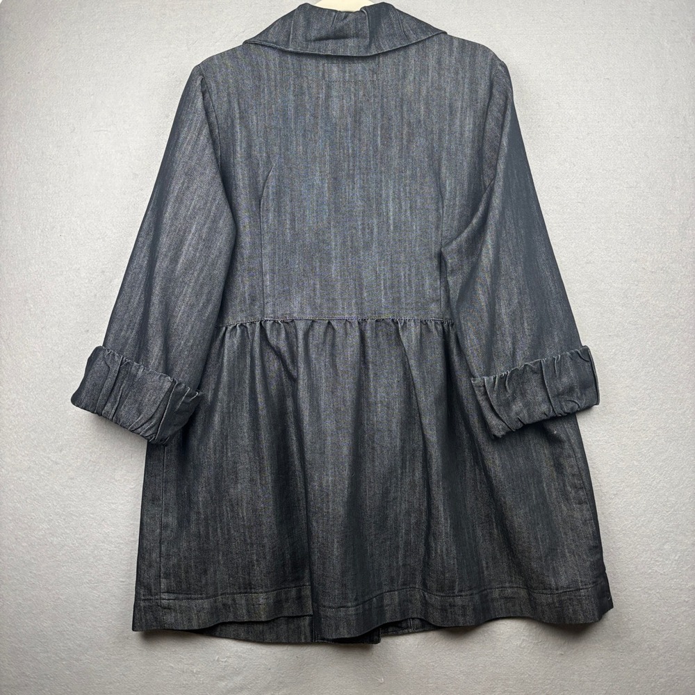 Mwah Denim Jacket Womens 1X Oversized Babydoll Button Front - Picture 5 of 10